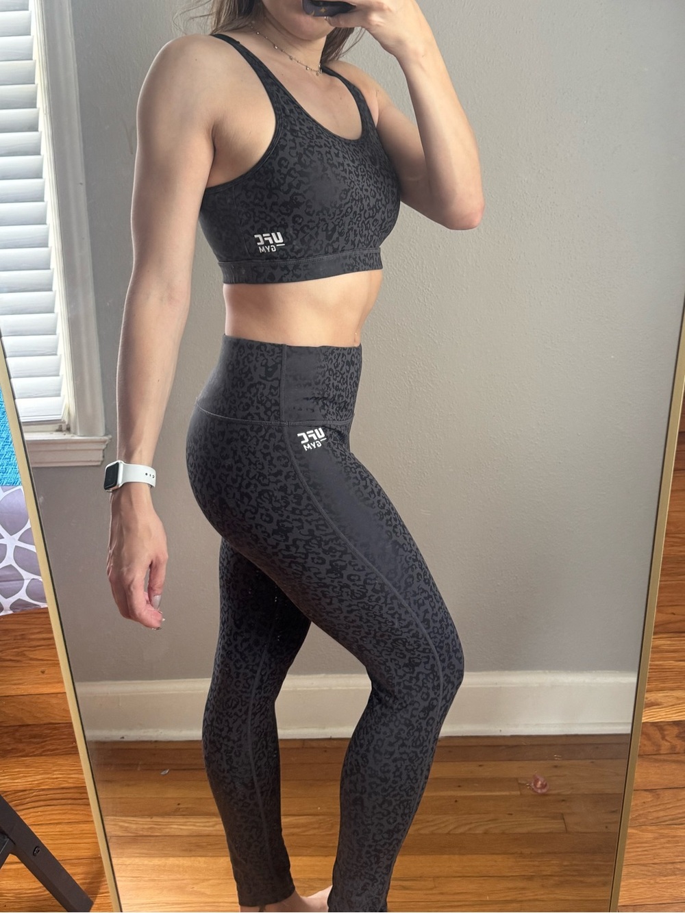 UFC Black Leopard-Print Sports Bra and Legging